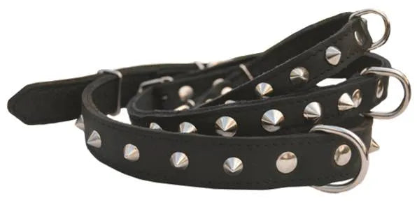 Skinnhalsbånd m/nagler - Sort